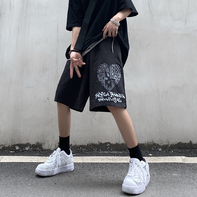 Quần short nam unisex 2021, Quần đùi nam mặc nhà ngắn ống rộng hip-hop thể thao