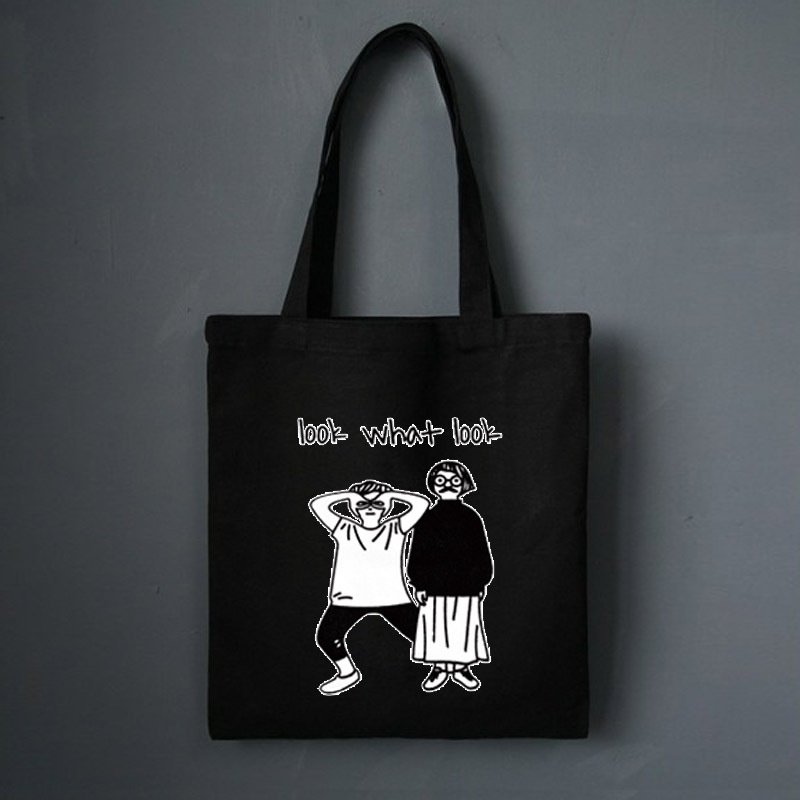 Túi xách canvas in chữ phong cách Hàn Quốc cho nữ