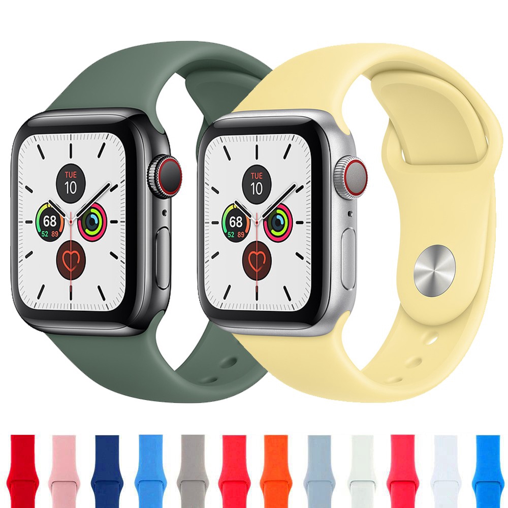 Dây Silicone Khóa Kim Loại Cho Đồng Hồ Apple 42mm 38mm 44mm 40mm Iwatch Series 5 / 4 / 3 / 2 / 1
