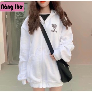 ÁO KHOÁC NỮ FORM RỘNG, ÁO HOODIES DÂY KÉO RỘNG DÁNG DÀI - Nàng Thơ's Shop