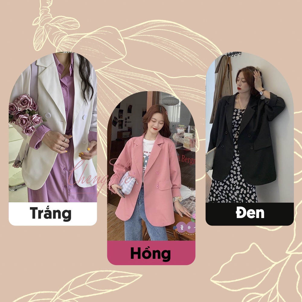 SẴN Áo khoác vest blazer  nữ hai lớp cài cúc tay dài phong cách vintage kiểu dáng công sở túi hộp dễ thương A00065