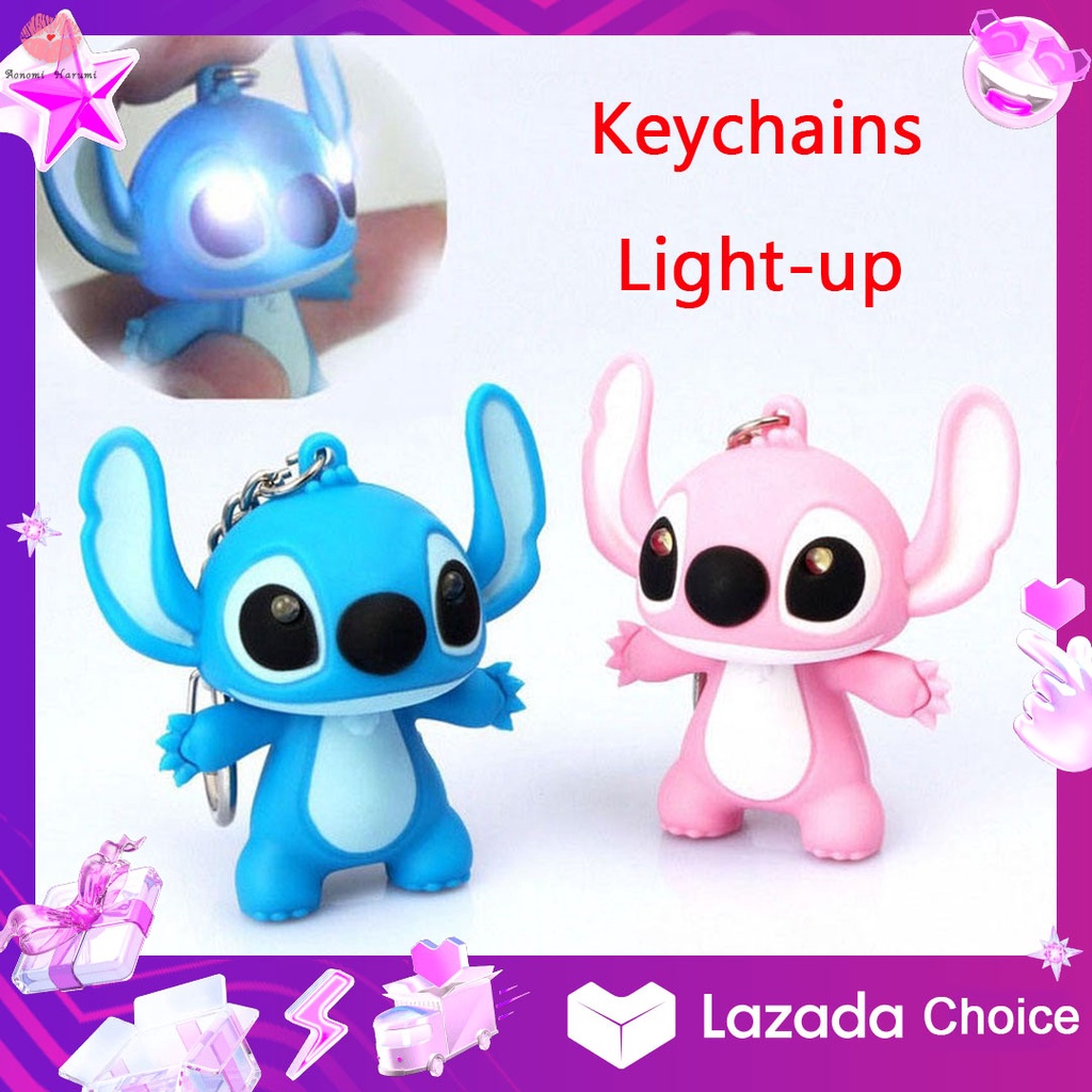Móc khóa gắn đèn LED hình Stitch hoạt hình dễ thương