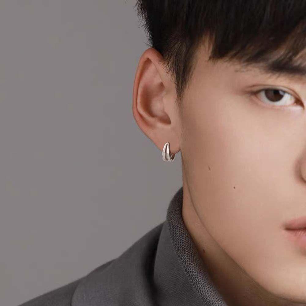 LILYES Khuyên Tai Tròn Nhiều Lớp Phong Cách Hip Hop Cho Nam