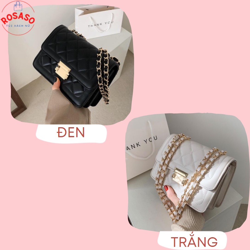 Túi xách nữ đeo chéo da PU form cứng đẹp giá rẻ dây xích ROSASO TX81