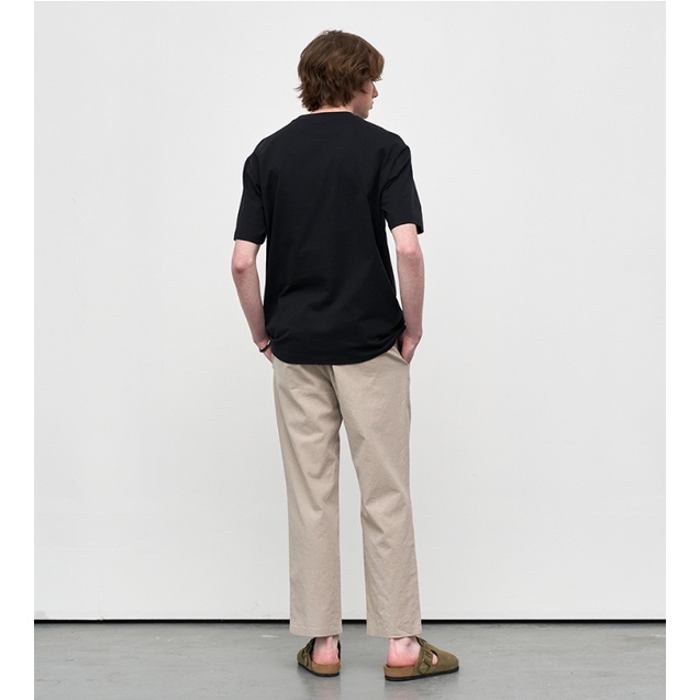 Quần đũi nam Minbridge form Loose Tapered Linen Full Banding Crop Pants MWPT31B1