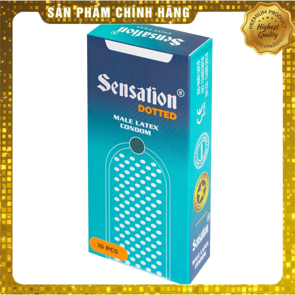 Bao cao su gân gai chất lượng cao Sensation Dotted - hộp 10 chiếc