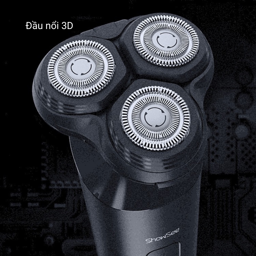 Máy cạo râu điện Showsee F303-BK 3 lưỡi cạo 3D Kháng nước IPX7 pin sạc cao cấp Citiso