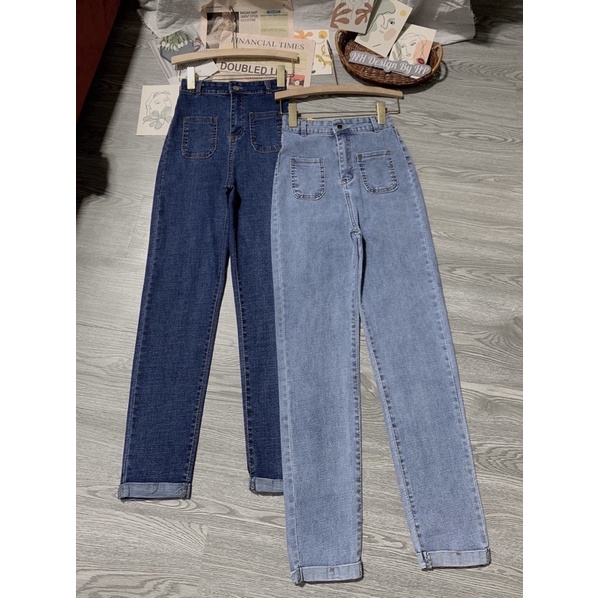 Quần jeans túi trước ôm xắn gấu siêu cute
