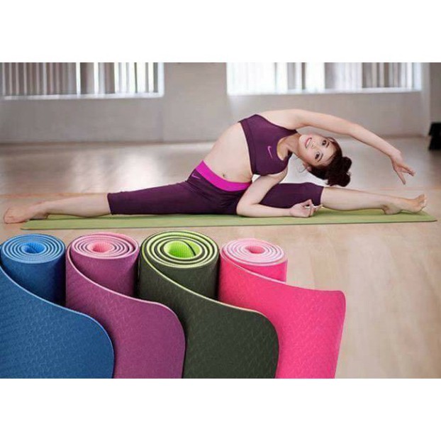 [HÀNG XỊN GIÁ RẺ] THẢM TẬP  YOGA TPE 2 lớp dày 6mm SIZE BIG 183cmx61cm [MUA 1 TẮNG 1]