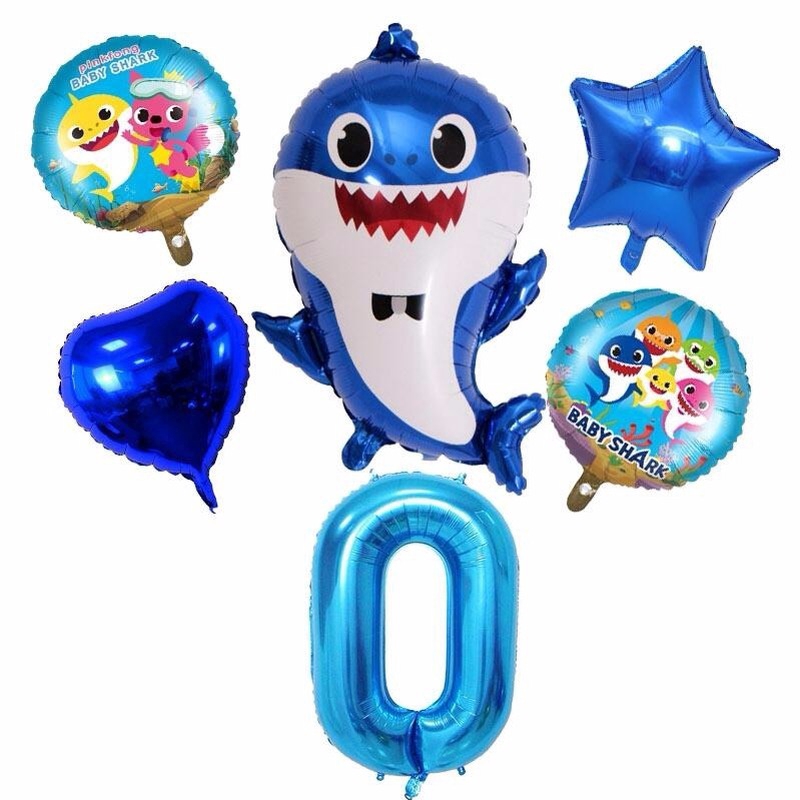 Bong Bóng Hình Cá Mập In Chữ Số Dùng Để Trang Trí Tiệc Sinh Nhật