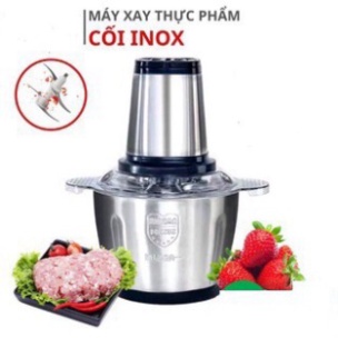 Máy Xay Thịt, Máy Xay Đa Năng Cối 2L inox Cầm Tay 2 Chế Độ 4 Lưỡi Dao Siêu Bền