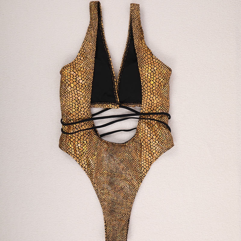 Bộ đồ bơi một mảnh thiết kế khoét lỗ màu đồng thời trang quyến rũ cho nữ | BigBuy360 - bigbuy360.vn