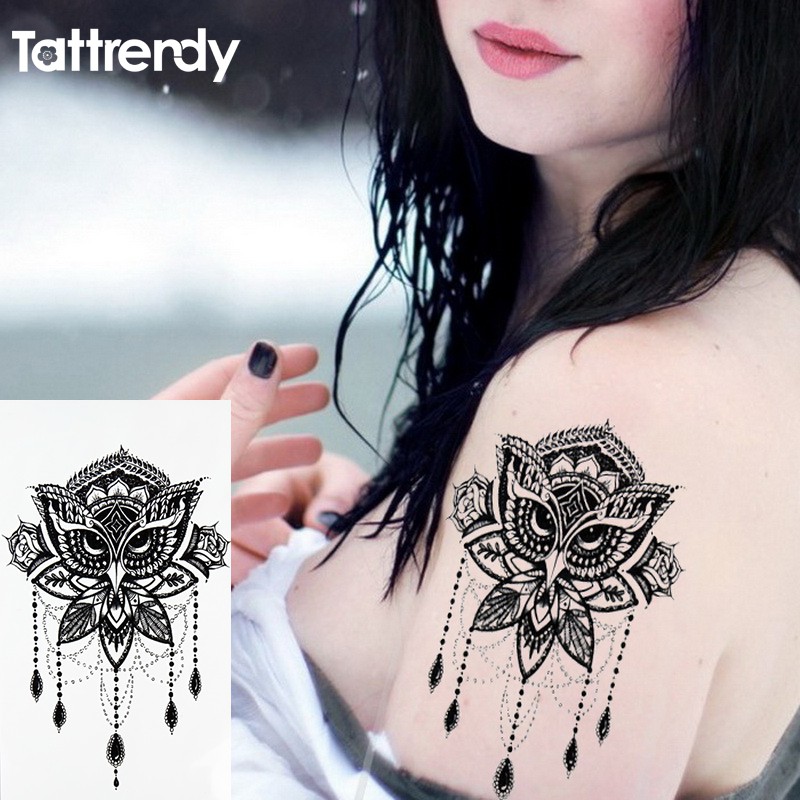 Tattoo Body-Paint Henna Beautiful-Shoulder Cool Temporary-Body Watercolor Rose-Flowers