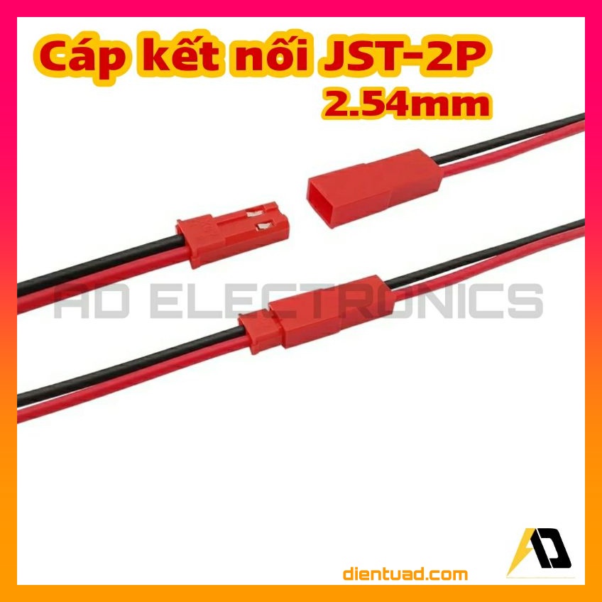 Cáp JST 2P 2.54mm Đực Cái - Jack JST 2P Đực Cái
