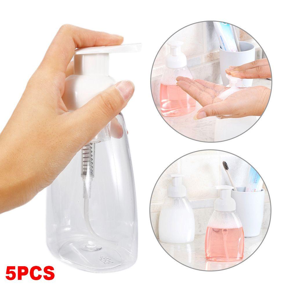 Set 5 Chai Nhựa Rỗng Trong Suốt Dạng Nhấn Đựng Dầu Gội Sữa Tắm Tiện Dụng