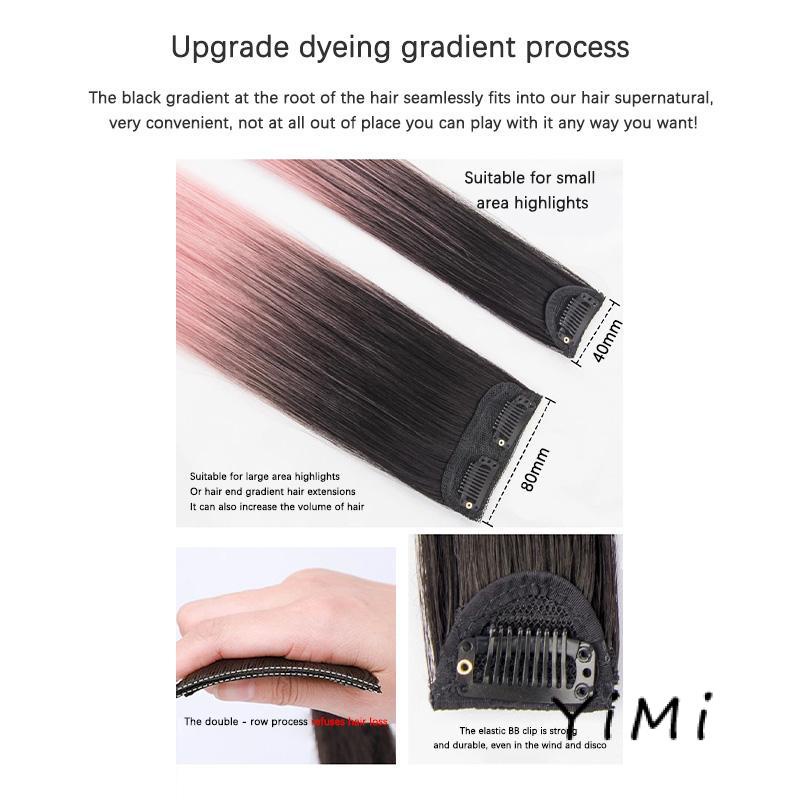 Bộ Tóc Giả Thẳng Dài 50cm Màu Gradient Chịu Nhiệt Magic