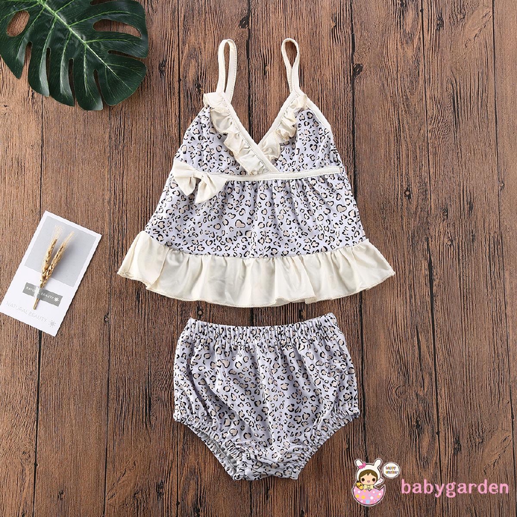 Bộ Bikini 2 Mảnh In Họa Tiết Da Báo Cho Bé Gái