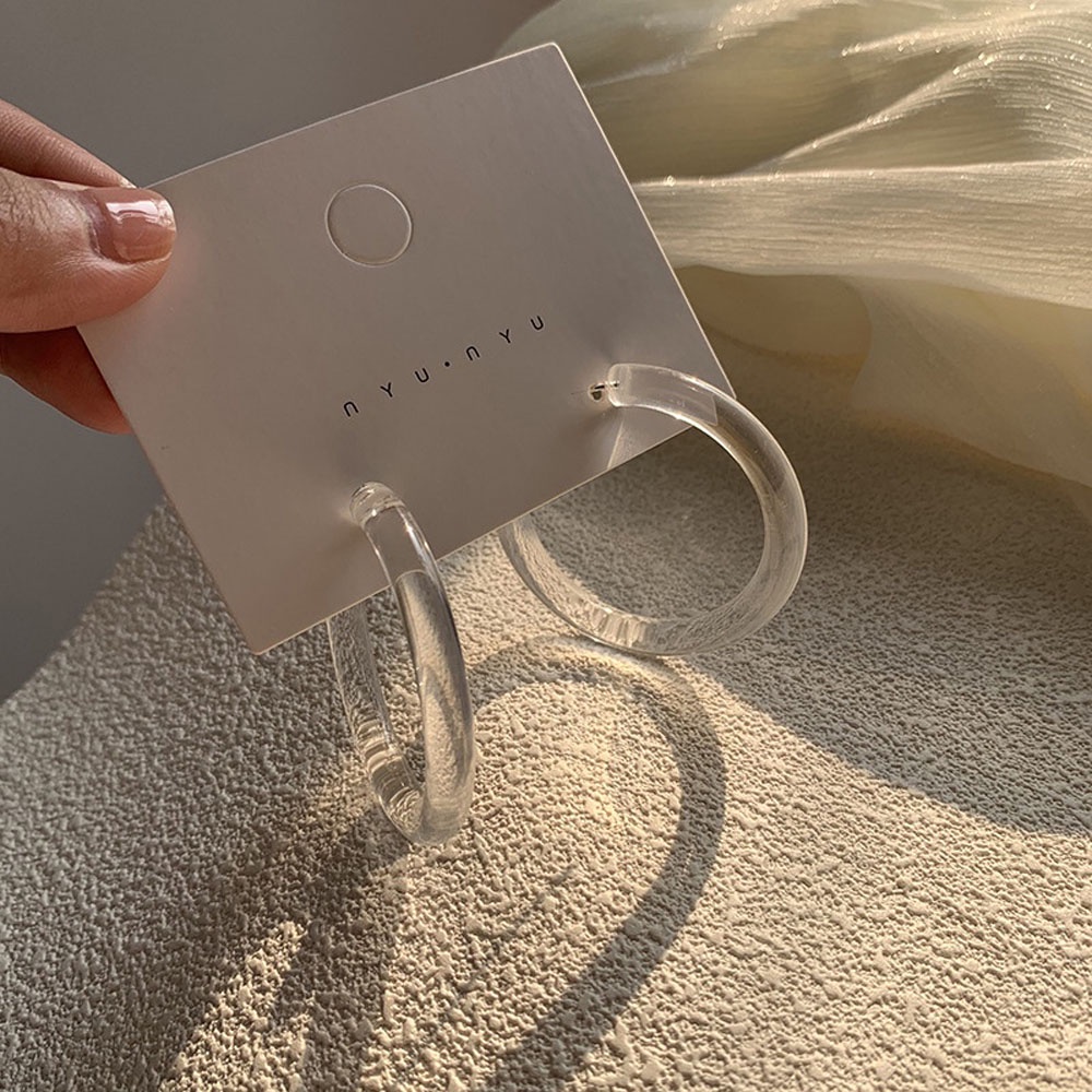 Bông tai tròn SKJK bằng nhựa trong suốt đơn giản thời trang Pháp cho nữ