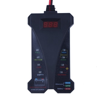 MP0514A 12V Digital Battery Tester Voltmeter and Charging System Analyzer with LCD Display and LED Indication - BLACK VERSION