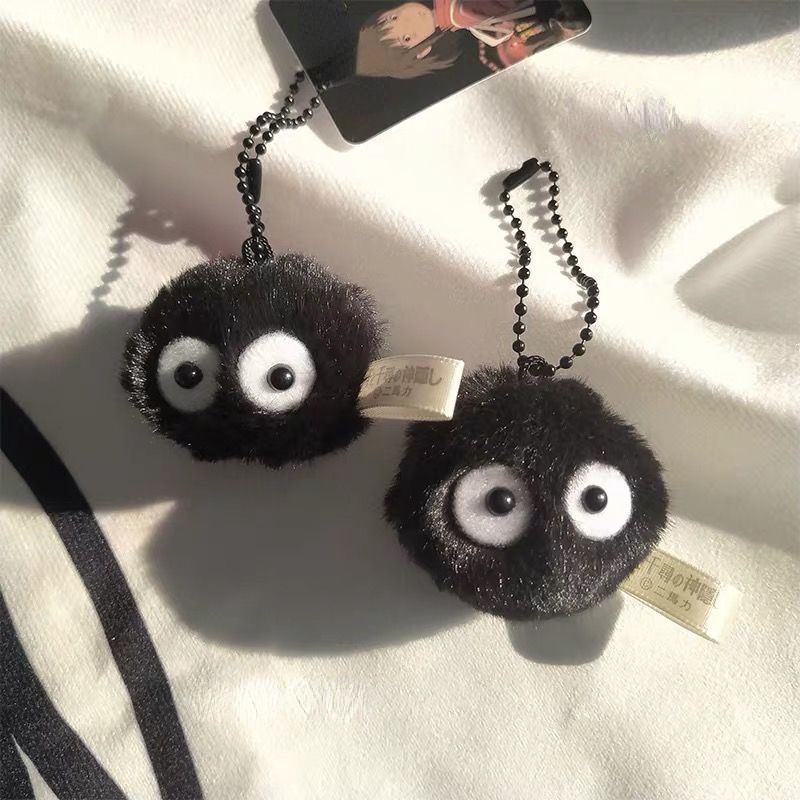 Cartoon Cute Briquettes Pendant Keychain Girl New INS Fashion Anime Bag Dust Clothes Hair Ball Accessories Female
