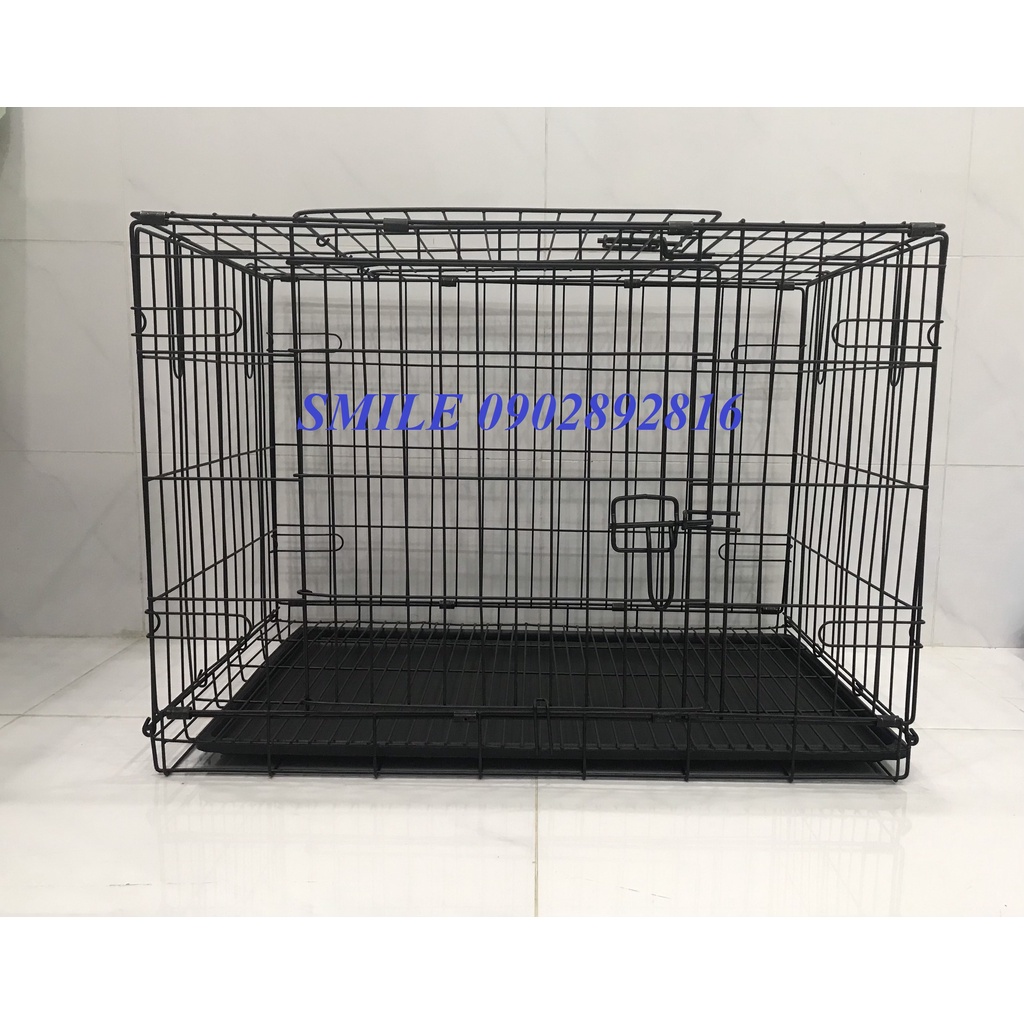 Tặng Kèm Khay Vệ Sinh Chuồng, Lồng Thú Cưng Chó Mèo Pet Gấp Gọn Nan Cực Dày Size 80*55*50cm