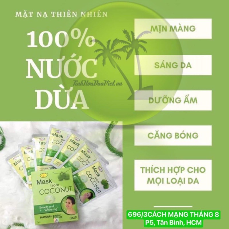 Full box 7 miếng mặt nạ dừa nguyên chất Cửu Long