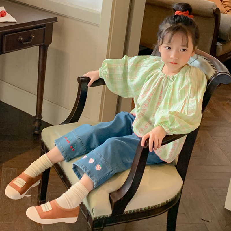 Áo Sơ Mi Chiffon Cổ Tròn Kẻ Sọc In Hoa Thắt Nơ Lưng Phong Cách Hàn Quốc Thời Trang Xuân Thu Cho Nữ
