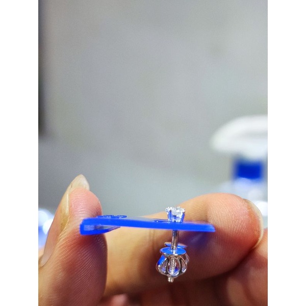 Bông tai khuyên tai 3mm (li) đít vặn bạc cao cấp đá CZ 7A