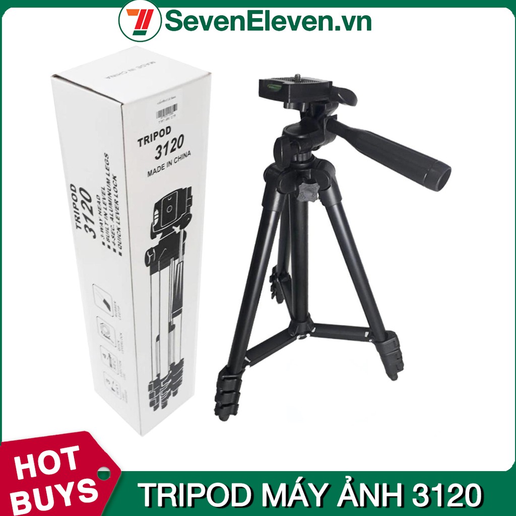 Chân máy ảnh - Giá đỡ chụp hình Tripod 3120 - Tặng kèm kẹp điện thoại (Màu Đen)