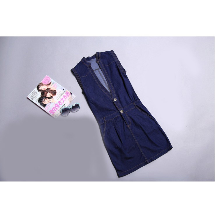 ĐẦM JEAN FORM ÔM CỔ V KÈM ÁO THUN ĐEN – MS: D535 | BigBuy360 - bigbuy360.vn