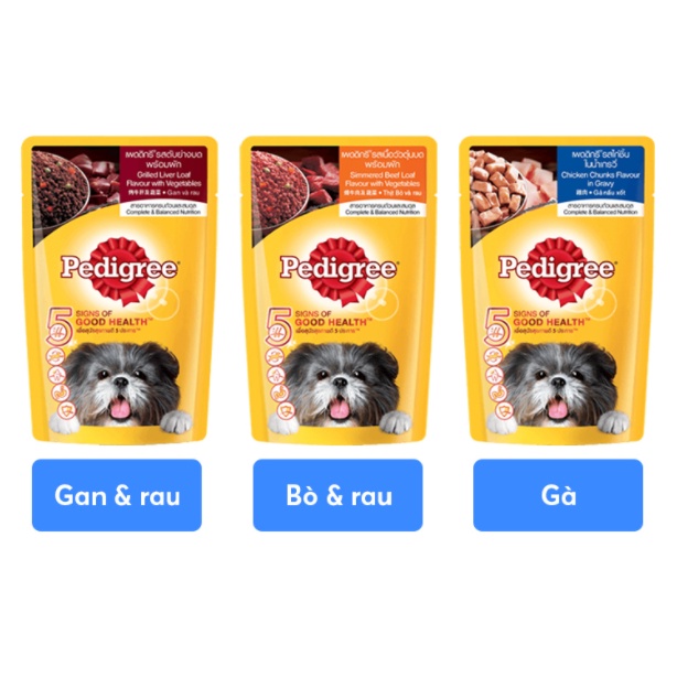 COMBO 12 GÓI  sốt thức ăn dạng ướt pate cho chó Pedigree vị bò/ gà 130g