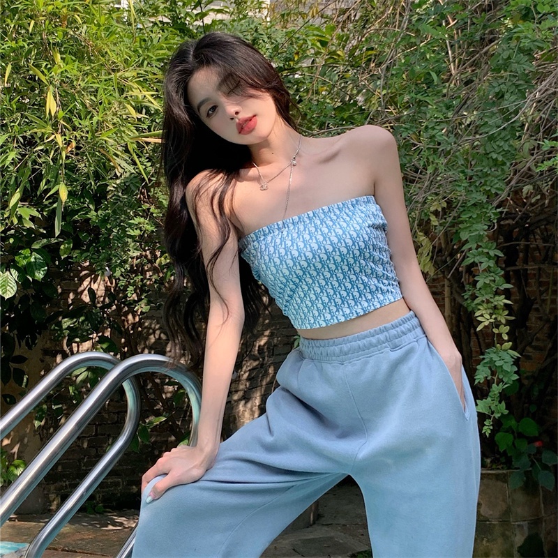 Áo Lửng Hai Dây In Chữ Thời Trang Cho Nữ