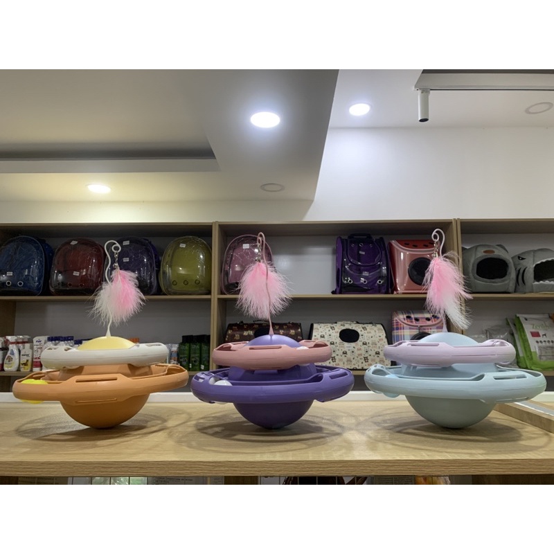 Đồ Chơi Tháp Bóng Xoay 360°, Tháp bóng 3 tầng kèm gậy trêu mèo
