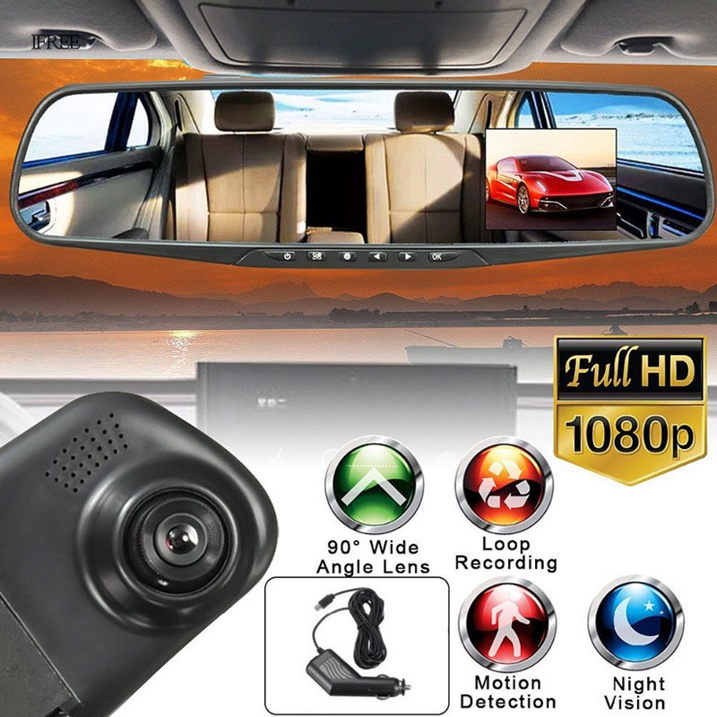 Gương Chiếu Hậu Tích Hợp Camera Hd 1080p 2.8 "Lcd Hỗ Trợ Quay Ban Đêm