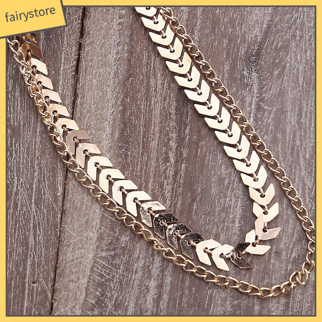Vòng cổ choker hai lớp thiết kế dây kiểu xương cá phong cách sang trọng cho nữ