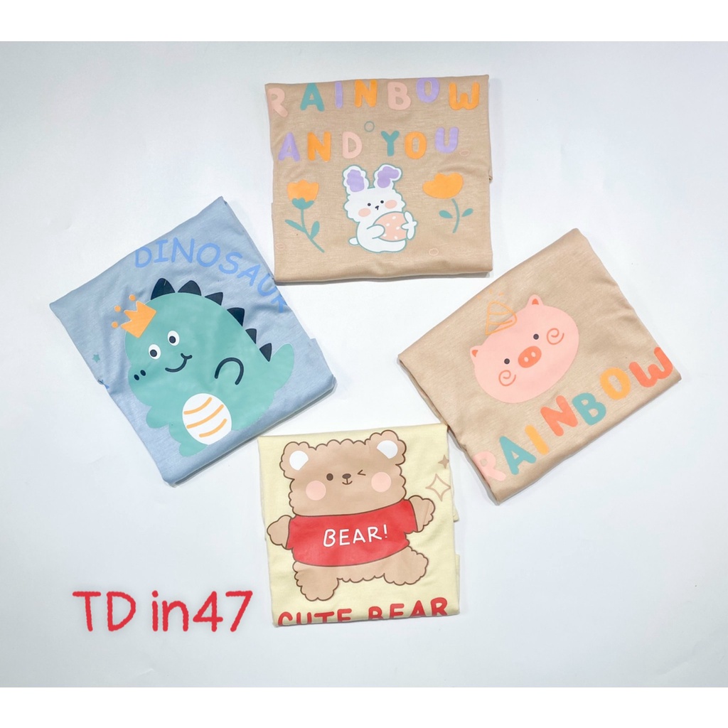 Bộ Dài Tay THUN LẠNH MINKYMOM Phối Màu In Hình Động Vật Dễ Thương Cho Bé TD-IN47