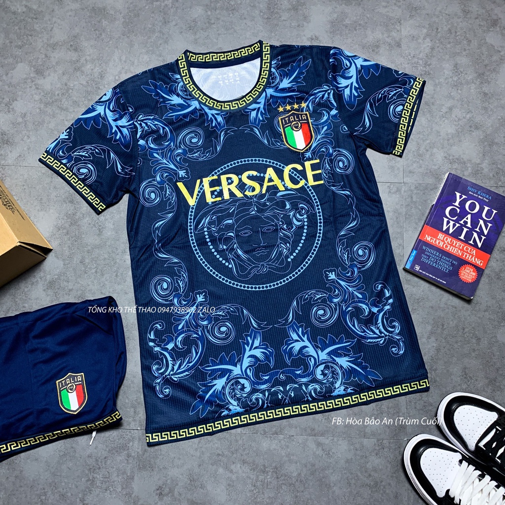 Set Bộ Quần Áo Bóng Đá Đội Tuyển Ý Xanh Đen Sân Nhà 2022-2023 Vải Thái Cao Cấp- Áo Tuyển ý 2023