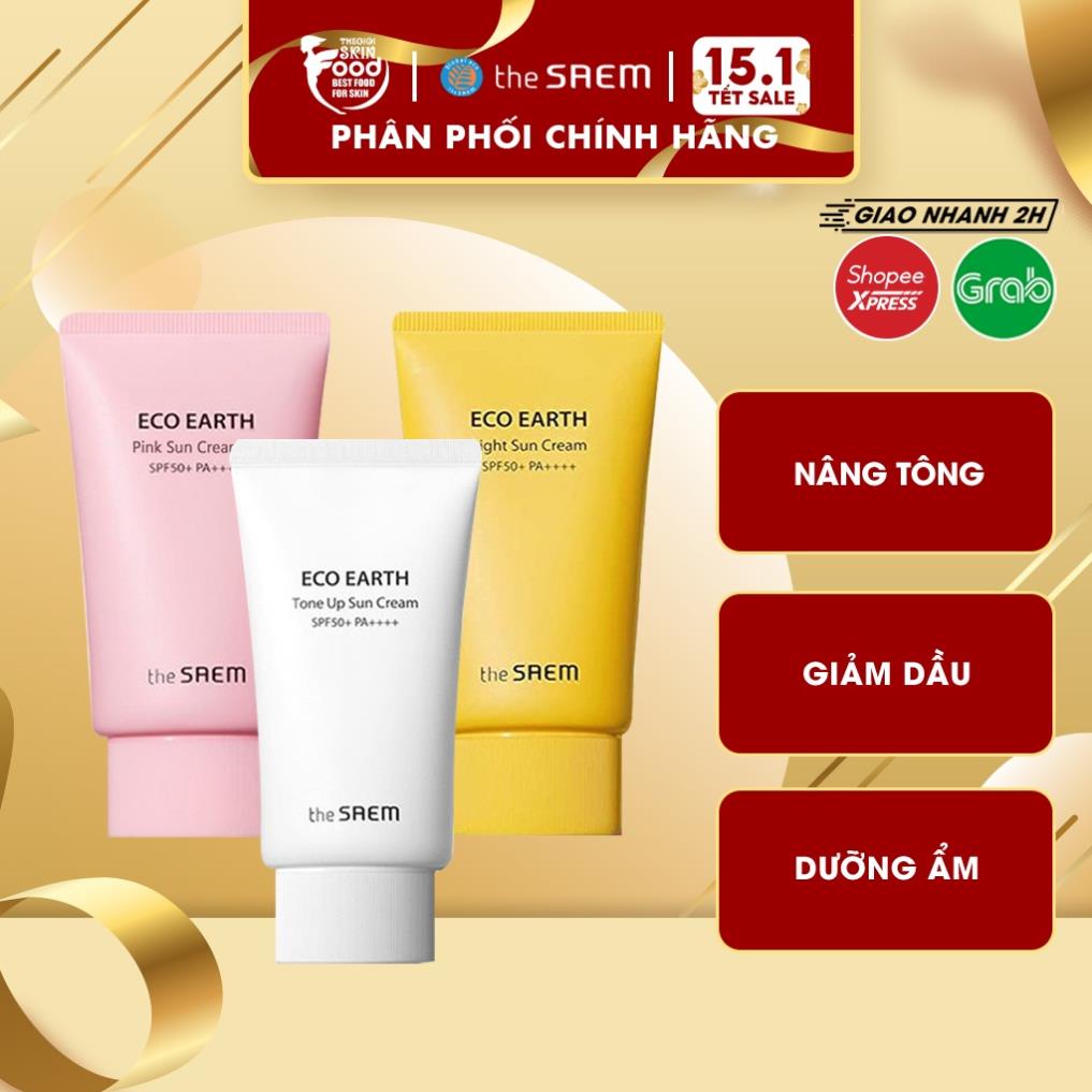 Kem chống nắng Hàn Quốc nâng tông sáng hồng tự nhiên Hàn Quốc The Saem Sun Cream SPF50+ PA++++ 50g