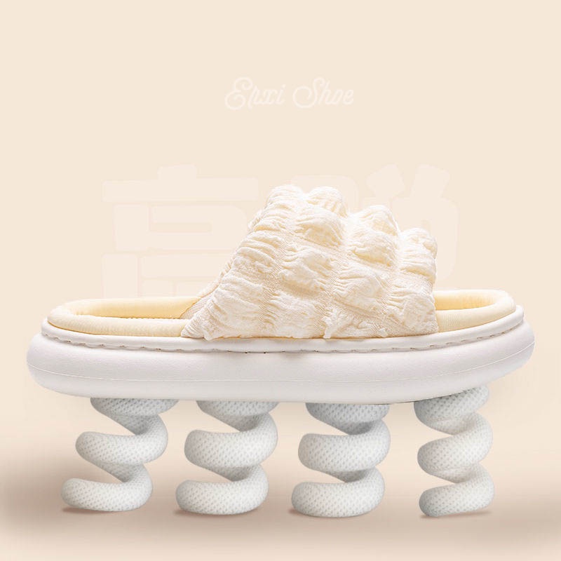 Dép Đi Trong Nhà Đế Dày Bằng Vải Lanh Cho Nữ