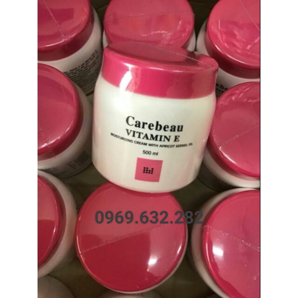 Kem dưỡng da Vitamin E Body Cream màu hồng 500g hiệu Carebeau Thái Lan