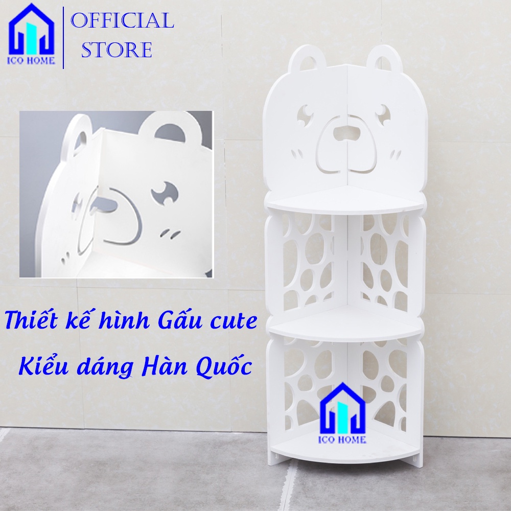 Kệ góc tường đa năng 3 tầng SIÊU CHẮC để đồ nhà tắm nhà bếp cao cấp siêu tiện lợi, hình Gấu - ICO HOME