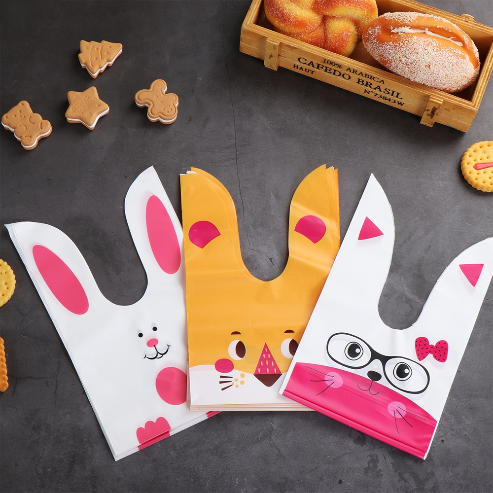 Bộ 10 Túi Đựng Bánh Kẹo Thiết Kế Tai Thỏ Dễ Thương Dùng Trang Trí Tiệc