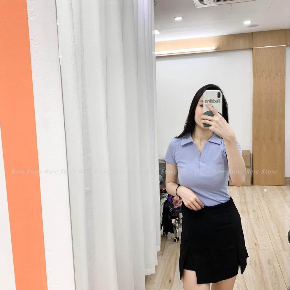 Áo Polo Body Cổ Tim Cộc Tay Nữ - Rere.Store [FREESHIP] - Phông trơn dáng ôm cổ chữ V thiết kế basic Ulzzang  ྇