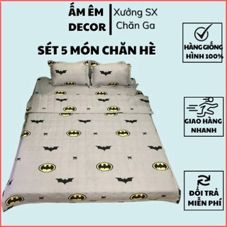 Trọn bộ sét chăn hè Cotton Poly 5 món gồm 1 ga ,2 vỏ gối đầu , 1 vỏ gối ,1 chăn hè Trần bông - Sét 5 món có chăn hè