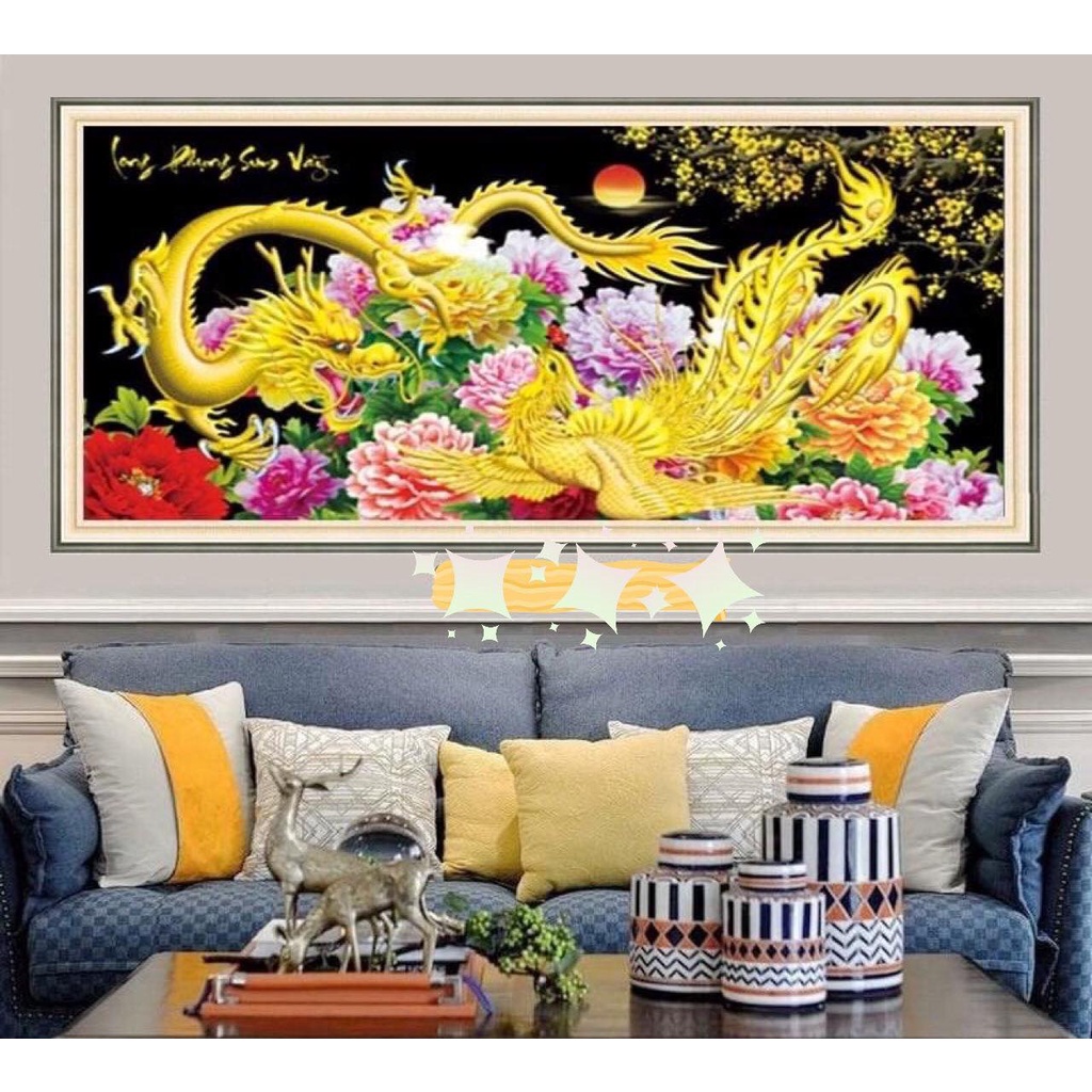 Tranh đính đá Long Phụng Sum Vầy - tranh chưa đính đá