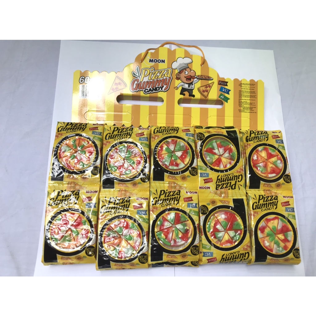 Kẹo Dẻo Pizza Moon Gummy Candy Pizza (Dây 12 gói x 15g)
