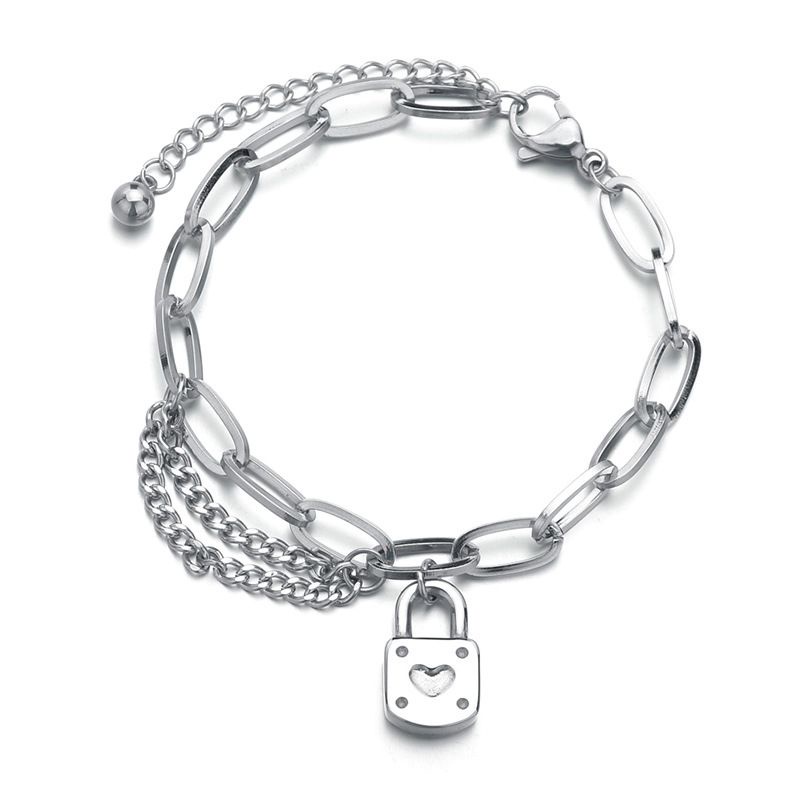 Vòng tay đôi nam nữ ổ khóa trái tim
