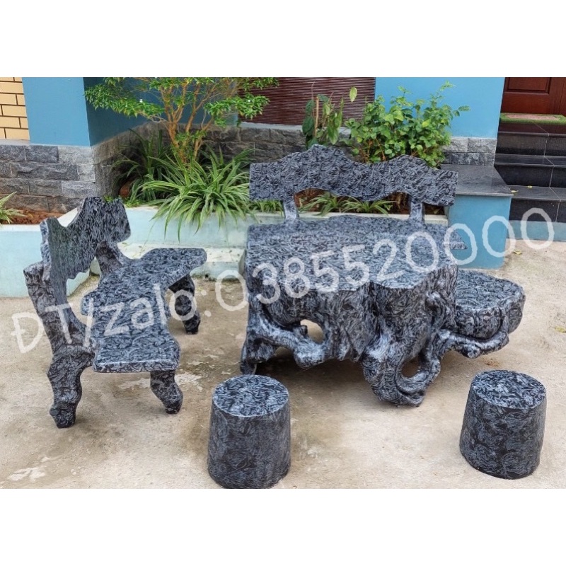 Bàn ghế xi măng cốt sắt thép giả đá mẫu hot nhất 2022