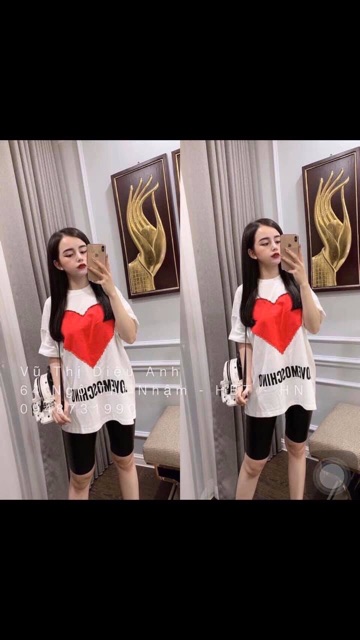 Áo phông tim thêu to loại 1