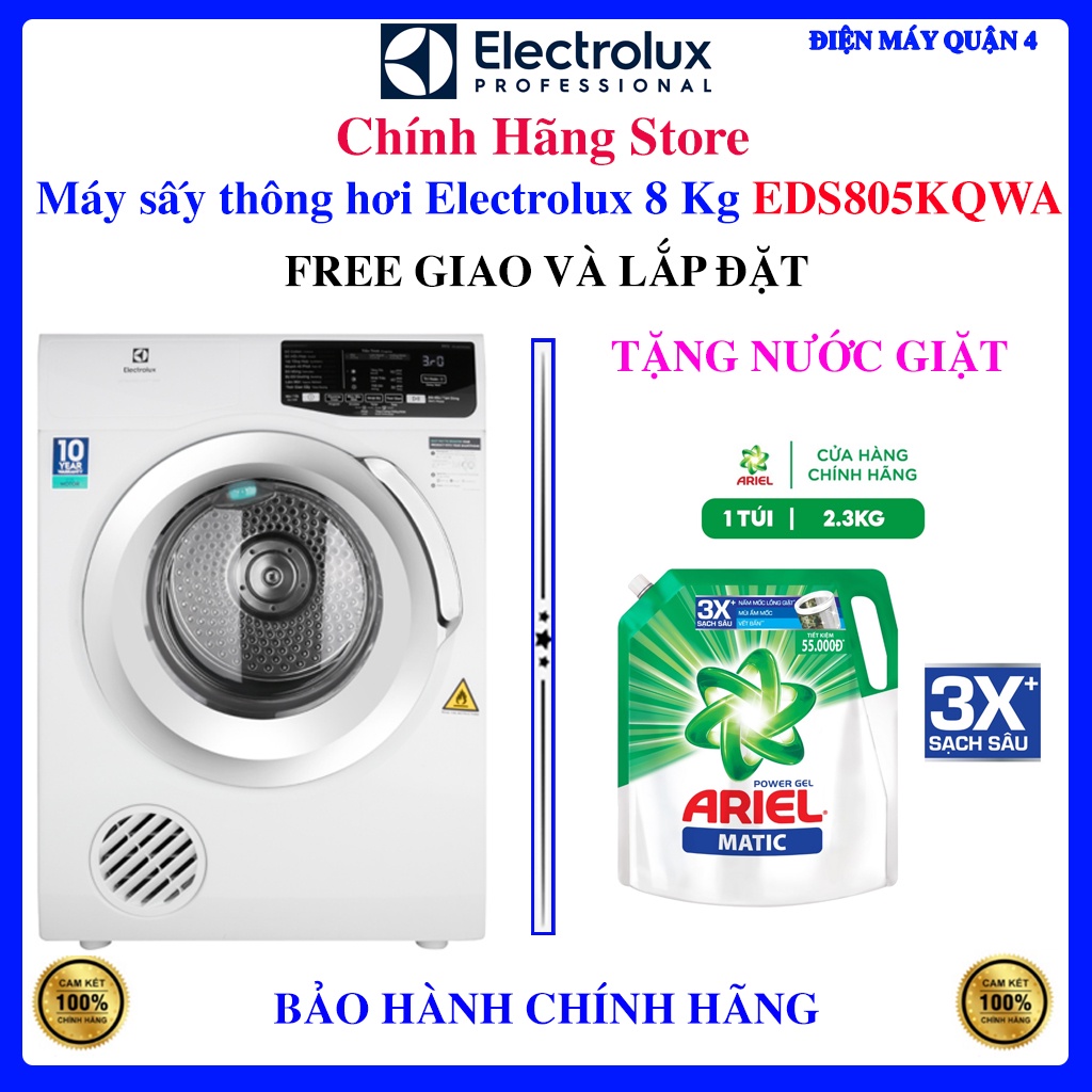 Máy sấy Electrolux EDS805KQWA thông hơi 8 Kg